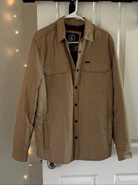 Volcom Men’s Khaki Quilted Shirt Jacket